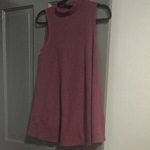 Audrey 3+1 Ribbed Mock Neck Dress in Deep Burgundy